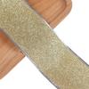 Wreath Bow Gold Glitter Ribbon Christmas Decorating Gift-wrapping Use Imitation Linen Material Shape-retaining