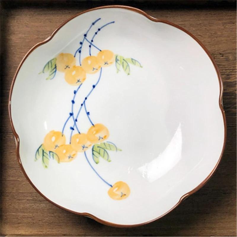 Ceramic Refreshment Tray Zen Dessert Plate Exquisite Vintage Teahouse Tea Table Fruit Tray Dishes Snack Chinese Style Fruit Tray