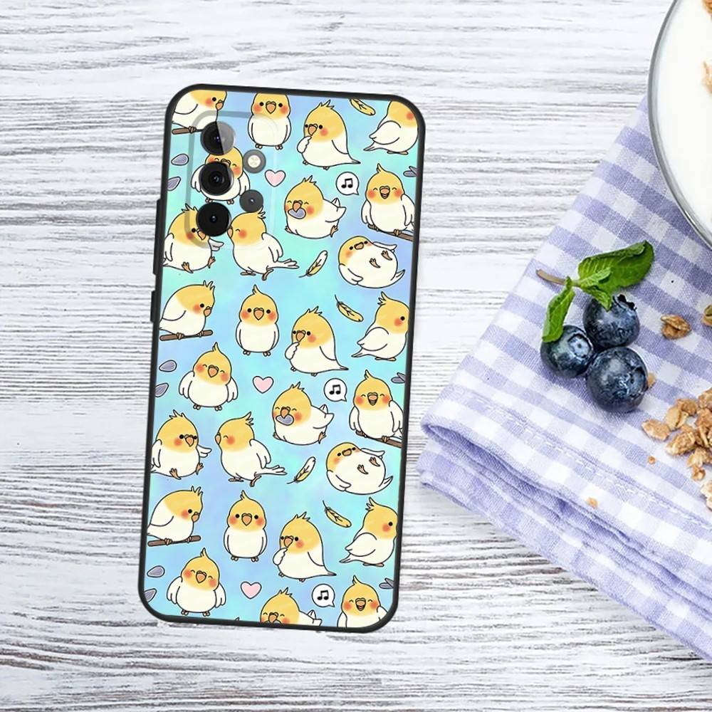 Chubby Cockatiel Parrot Bird Phone Case For Samsung Galaxy A13,A21s,A22,A31,A32,A52,A53,A71,A80,A91 Soft Black Phone Cover