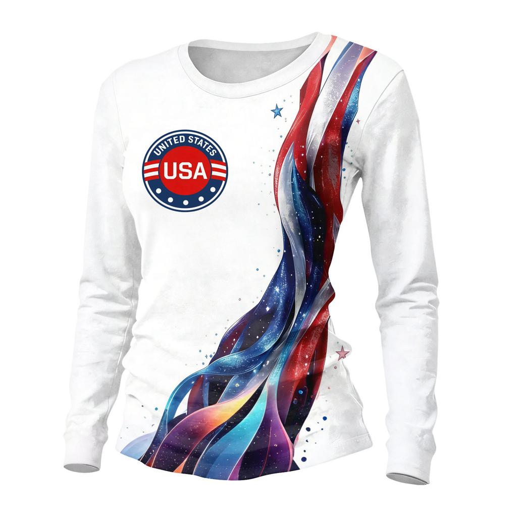 Women's Fashion Casual Printed Round Neck Long Sleeve Pullover Top