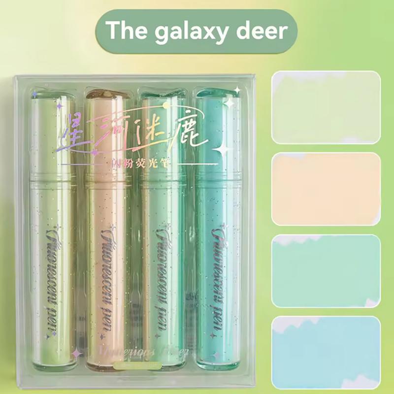 

Кавайный набор маркеров 4 цвета Хайлайтер с пудрой ледяного блеска Серия макарон Студенческий маркер для учебы Ручной контурный маркер