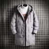 Medium-length Cotton Jacket Men's Large Size Winter Loose Hooded Cotton Jacket Solid Color Thickened Down Cotton Coat Outdoor Cold Solid Color
