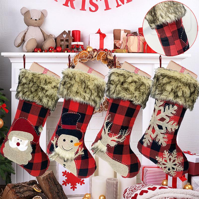 New Christmas decorations, linen socks, large, Santa snowman gift socks, candy socks, gift bags.