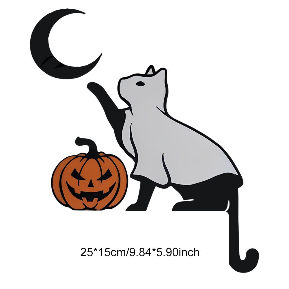 Halloween Znak Narożny na Drzwi Uroczy Czarny Kot Metalowy Znak Narożny na Drzwi Wisząca Ozdoba Domowa Ściana Ramy Drzwiowe Dekoracja Halloween