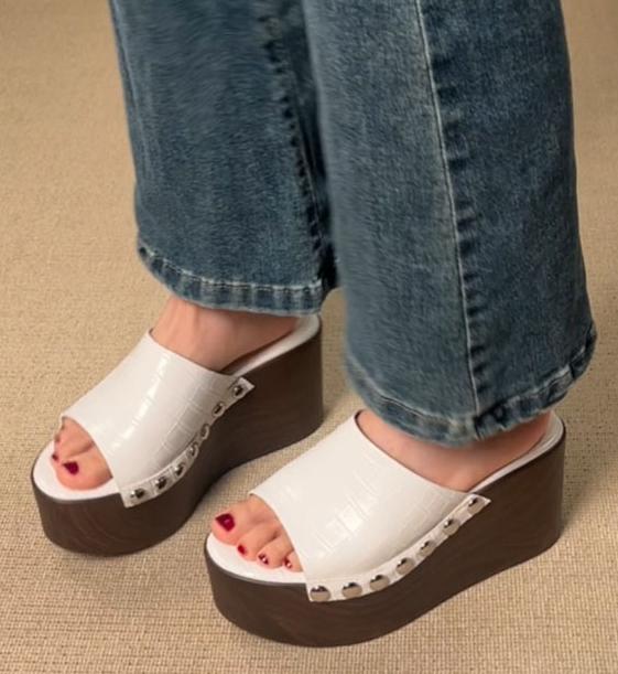 

wood grain Wedges Sandals Shoes for Women High Heels Shoes Ankle Strap modern Sandals Platform Casual comfort 34 білий