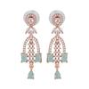 Estele Designer Rose Gold CZ Shooting Star Mint Green Stone Earrings for Women