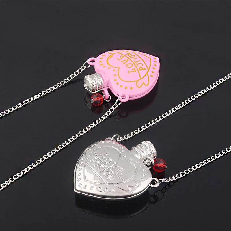 Love Potion Heart Bottle Pendant Necklace Chain for Lover's Jewelry Accessories