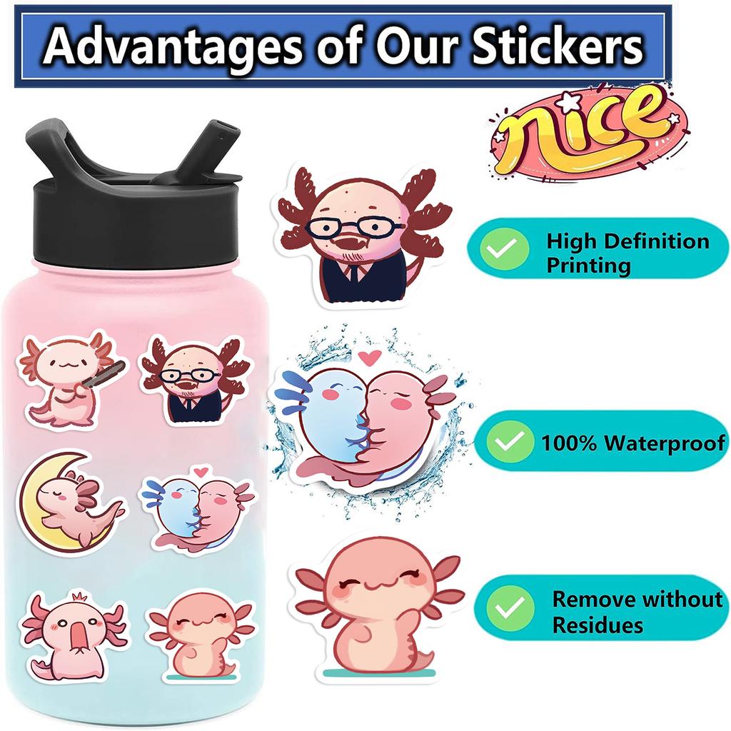 50pcs Cartoon Animal Funny Graffiti Waterproof Sticker, Creative Trend Decorative Decal,