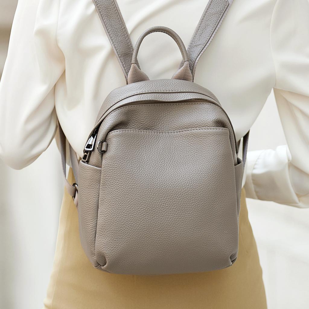 Rucsacuri din piele naturală pentru femei, piele moale neagră, geantă funcțională pentru student, ediție limitată, culoare solidă, autentic