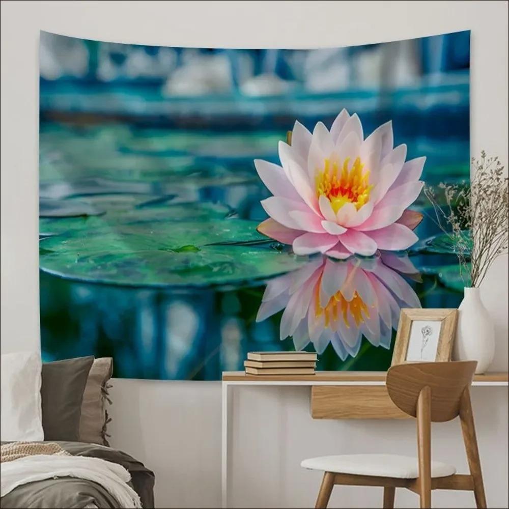 Китайский узор лотоса Гобелен для украшения стен дома Гобелен для офиса Гостиная Гобелен — фото 5