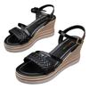 Europäische und amerikanische Sandalen große Größe Keilabsatz leichte Sohle Fischmaul Sandalen Römischer Stil dicke Sohle Schnallensandalen