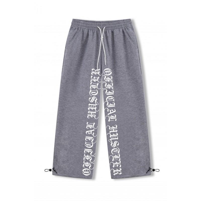 Heren Wijde Trainingsbroek Hip Hop Print Streetwear Rechte Atletische Broek Jongeren