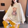 Spot Fake Two-piece Sweater Women's Spring Fashion Cartoon Bear Round Neck Loose Pullover Top Jacket Tide #2040