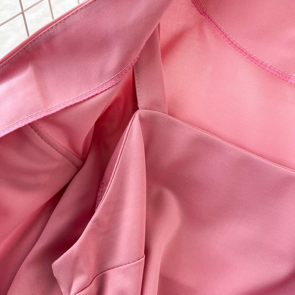 Fashion Suit Female Casual High Waist Short Solid Color Suit Jacket Two-Piece Set Halter Slit Pull Rope Dress Autumn