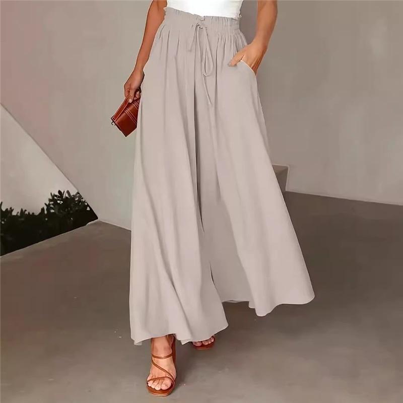 Spring And Summer Bohemian Wide-leg Pants, Elastic Waist And Polka Dot Printed Long Skirt Pants, Very Suitable For Casual Summer