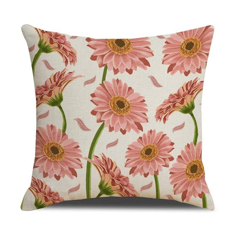 Oil Painting Sunflower Cushion Cover 2D Peach Skin Pillow Case Butterfly Blue Sky Decorative Throw Pillows For Sofa Living Room