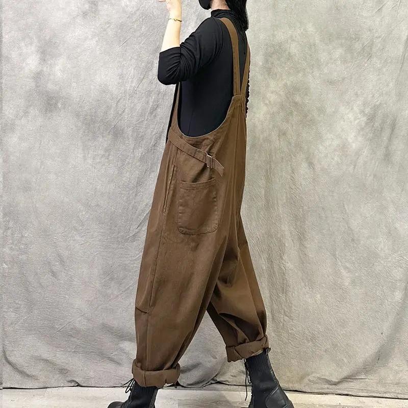 Design Sense Overalls Damen Herbst und Winter Locker Große Größe Dünn Einfarbig Lässige Haremshose