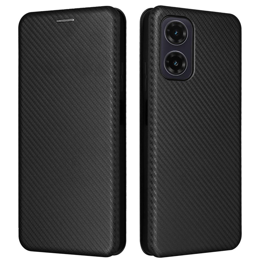 For Motorola Moto G35 5G Case Carbon Fiber Texture Drop-Proof PU Leather Phone Cover
