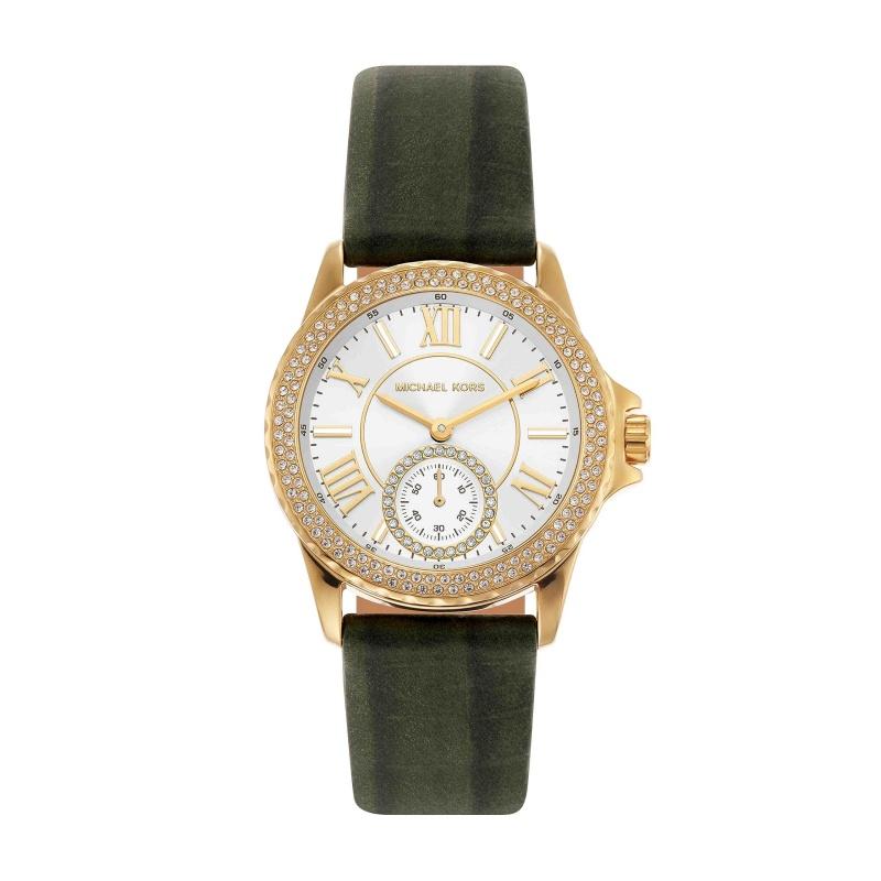 

Michael Kors Mini Everest Three-Hand Amazon Suede Croco Leather Watch MK4720 чорний