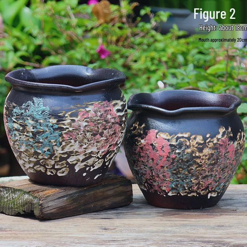 Minimalist Large Coarse Pottery Flower Pot for Succulents and Green Plants