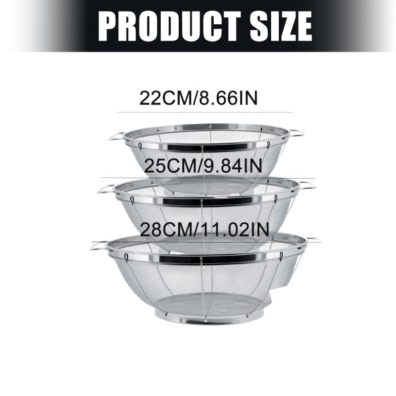 Premium Stainless Steels Strainer Basket For Efficient Draining And Washing Colander with Handle For Kitchen Use