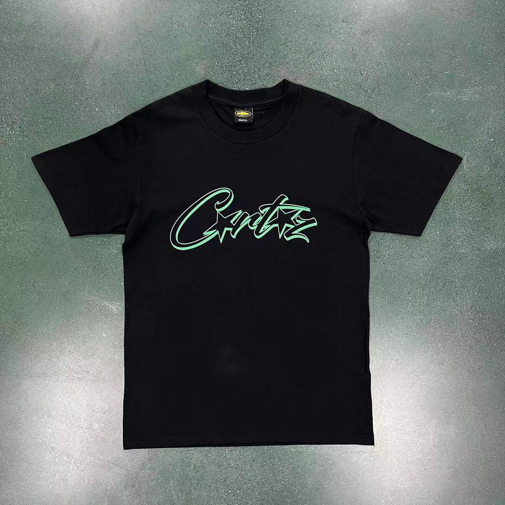 Unisex American Vintage Damen Locker Baumwoll-Tops High Street Hip Hop Buchstaben-Print Kurzarm T-Shirt Herren Sommer T-Shirts