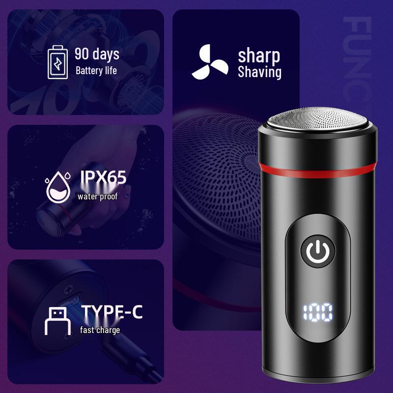Mini USB Beard Shaver: Portable High Power Razor with Digital Display and German Steel Blades.