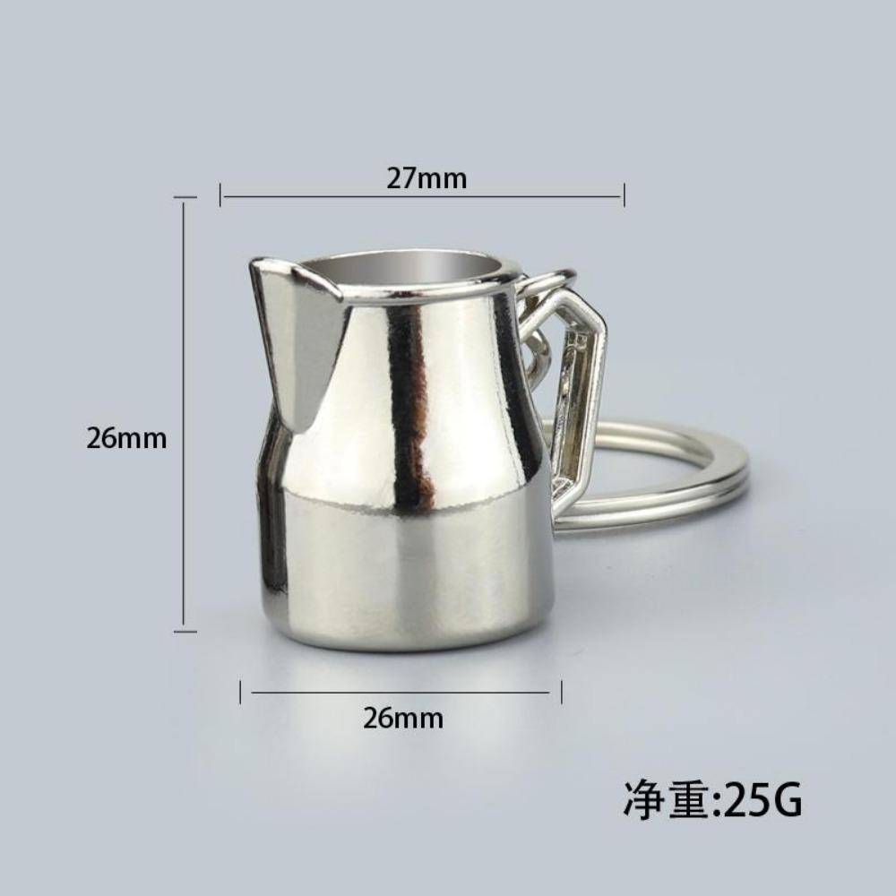 3D Mini Legierung Metall Kaffeeausrüstung Schlüsselanhänger Moka Kanne Kaffeetasse Eimer Schlüsselanhänger Café Geschenk für Kaffeeliebhaber Schlüsselanhänger Anhänger