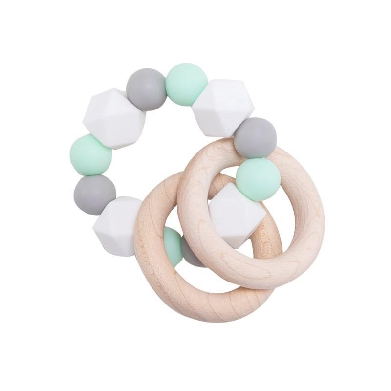 Baby Toys 1Pc Wooden Rattle Ring Teething Nursing Bracelets Bpa Free Silicone Bead Music Rattle Hanger Newborn Educational Toys