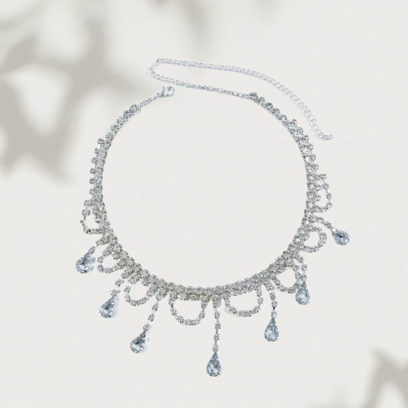 Full Diamond Tassel Crystal Pendant Necklace Women'S High Sense Light Luxury Fashion Collarbone Chain Tide