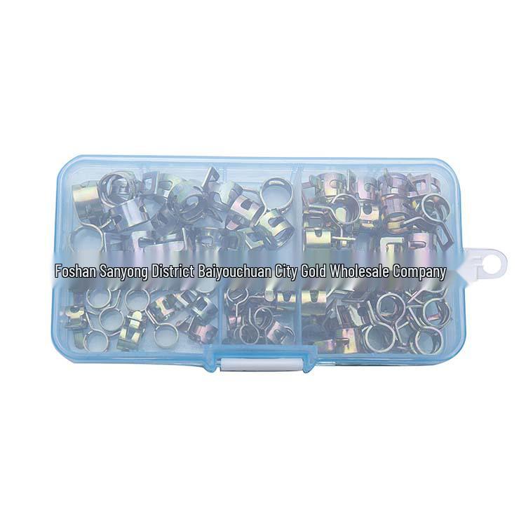 75-Piece Color-Plated Zinc M6-10 Spring Hose Clamp Set