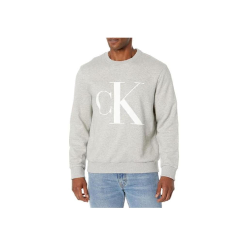 Calvin Klein Ss23 Letter Logo Round Neck Long Sleeve Sweatshirt Men sweatshirt Light-Gray 40JM937-030