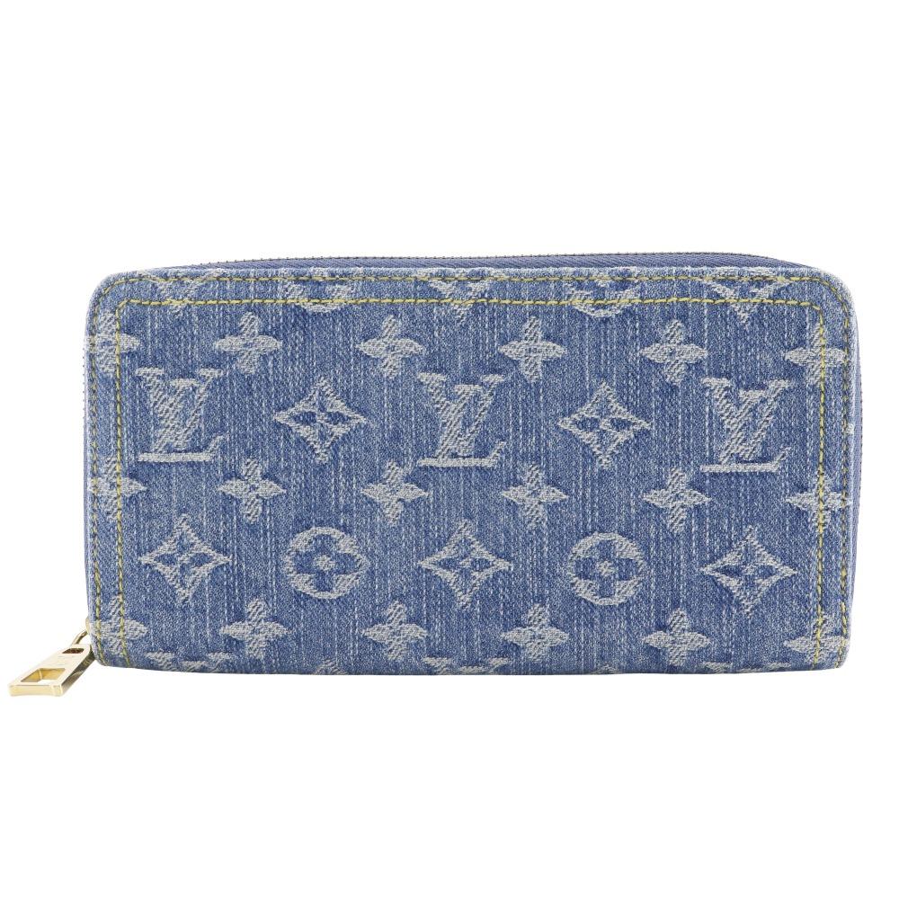 Louis Vuitton Zippy Wallet Purse M82958 Blue Monogram Denim Unisex Used