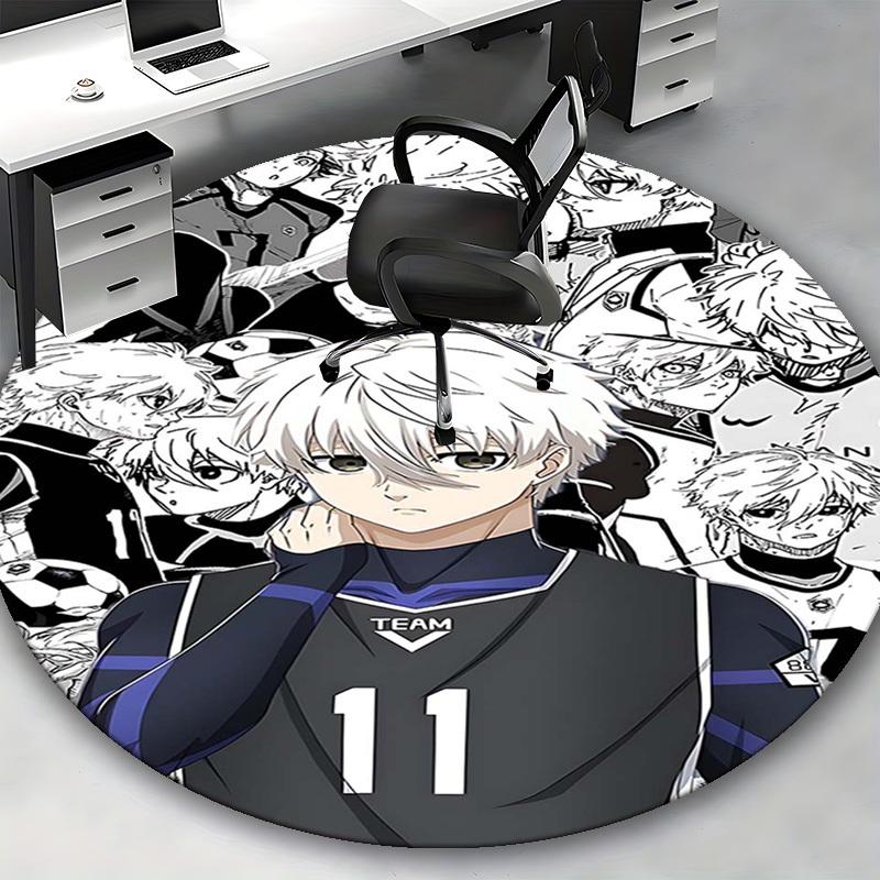 1pc Anime Design Round Carpet for Office Chair Mat, Non-Slip Rug Suitable for Home Decor, Living Room