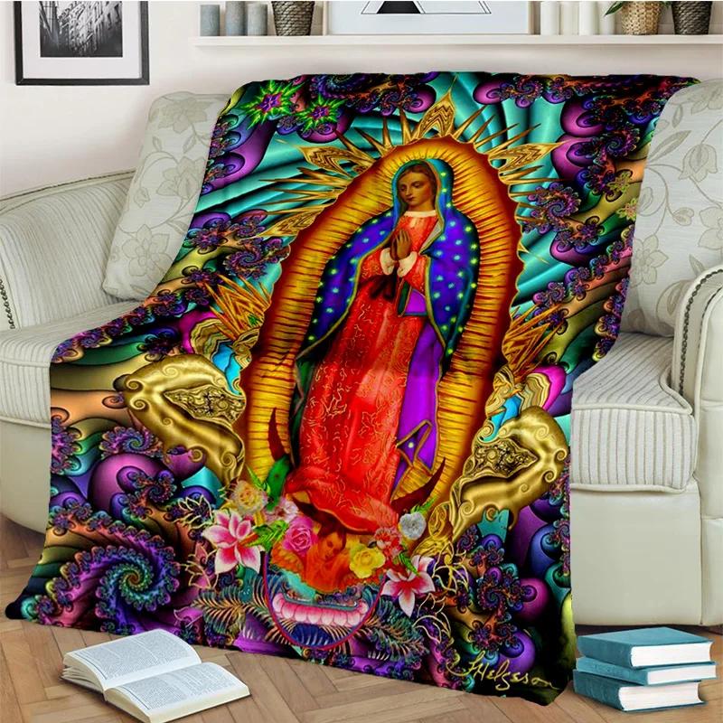 3D Blessed Virgin Mary Jesus HD Blanket,Soft Throw Blanket for Home Bedroom Bed Sofa Picnic Travel Office Rest Cover Blanket Kid