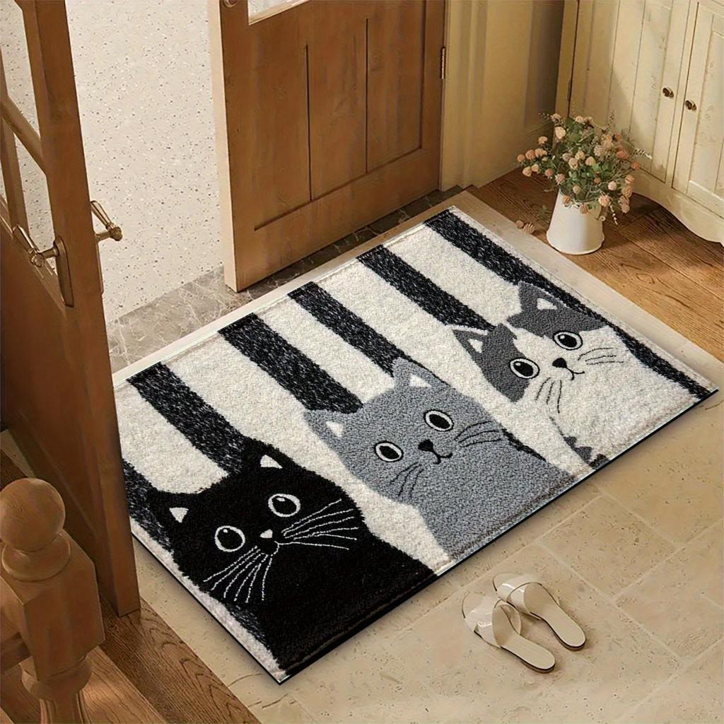 Cat Bathroom Rugs Non Slip Machine Washable Soft Microfiber Absorbent Cute Rug for Tub Shower Sink Home Decor Accessories