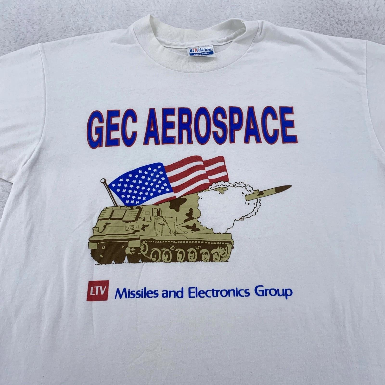 

Vintage GEC Aerospace Shirt Mens Medium LTV Missiles Electronics Military 90s S