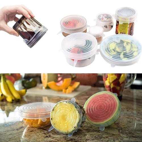 DFsucces Silicone Lids, Pack of 6, Food Wrap, Airtight, Cold and Heat Resistant, Reusable, for Kitchen Cooking and Food Storage
