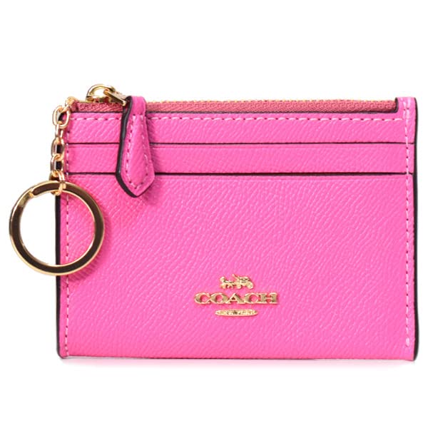 

Coin Case Cross Grain Leather Logo with Key Ring Mini Skinny ID Case Coin Case Petunia 88250 [Coach]
