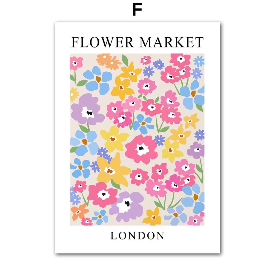 Flower Poster Canvas Painting Abstract Art Flower Market Print Nordic Style Wall Art Picture for Living Room Home Decoration