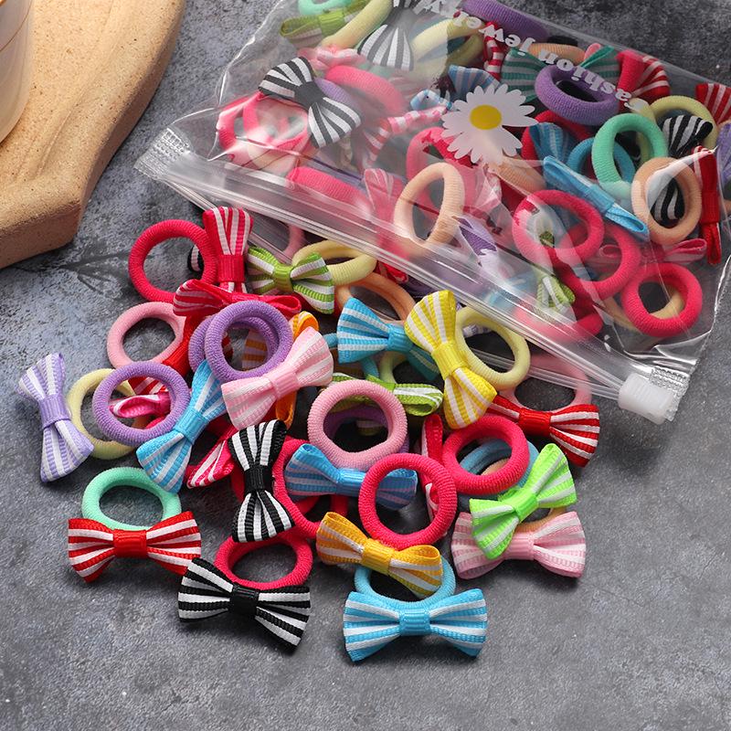 

Colorful Pom-Pom Bow Hair Tie for Kids - Candy Color Towel Ring Rubber Band