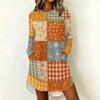 Women's Casual Floral Print Long Sleeve Round Neck Dress