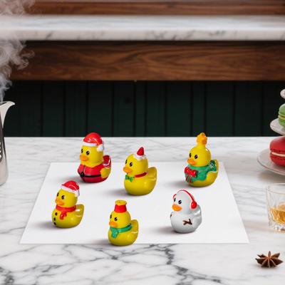 Mini-Enten Mini-Weihnachts-Harz-Enten Schreibtischdekoration Tiere Ornament Für Sammlung Kuchen Dekoration Badezimmer Landschaft
