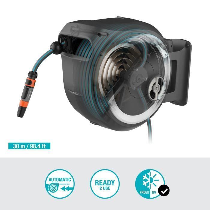 Automatic Wall-mounted Hose Reel Gardena Rollup L - Length 30m - Ø13mm - Complete Kit - 5-year Warranty
