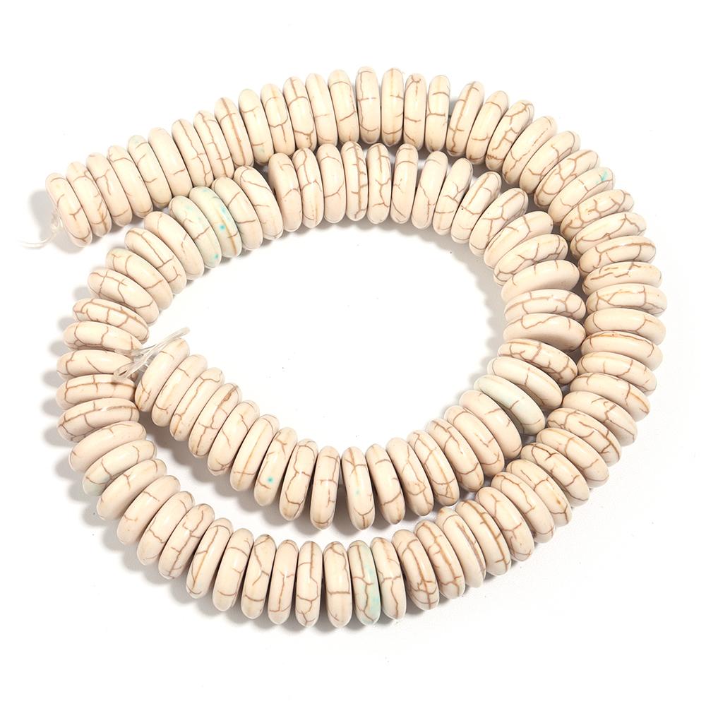 1 Strand Natural Stone Spacer Beads Flat Round Turquoise Bead Loose Beads for Jewelry Making DIY Bracelet Necklaces Accessories