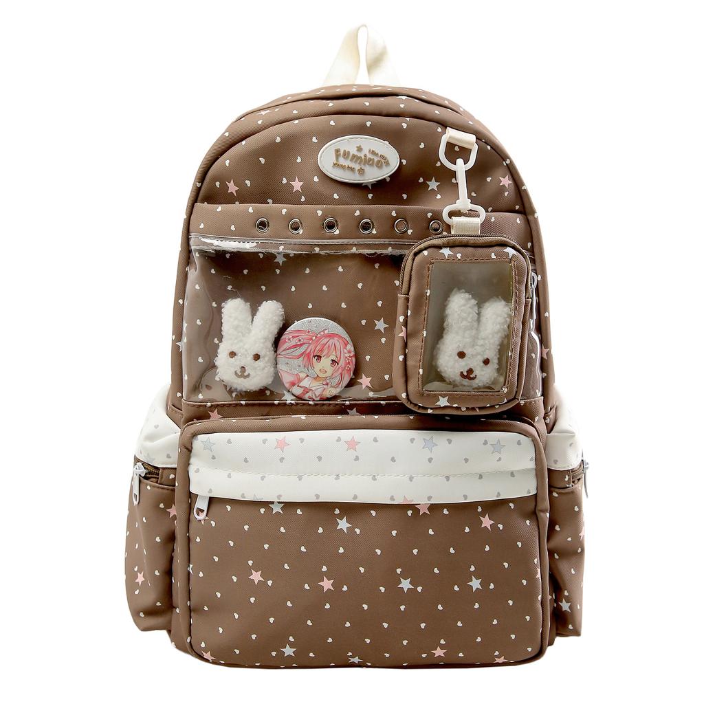 Schoolbag Polka Dot Backpack Female College Wind Large Capacity Two-dimensional Double Shoulder Transparent Pain Bag Backpack Student School Bag 