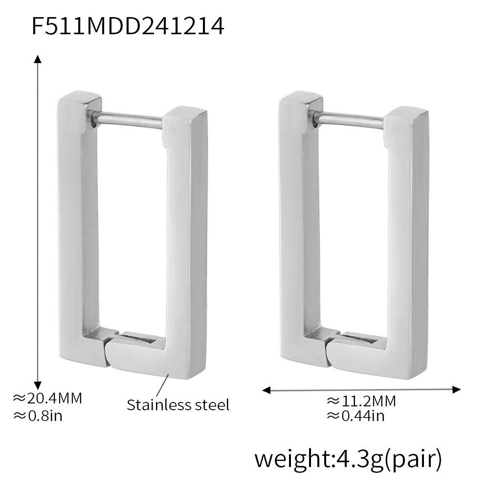Rectangular Geometric Stainless Steel Earrings Plated with 18K Gold - Non-Fading Fashion Style