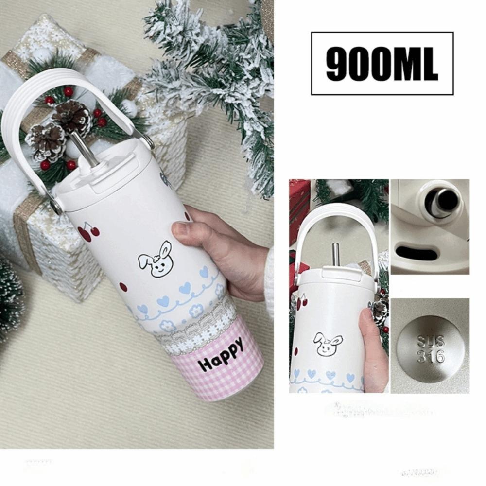 900ml Insulated Cup Stainless Steel Insulation Or Cooling Thermal Water Bottle with Lifting Hand High-Capacity Vacuum Flask