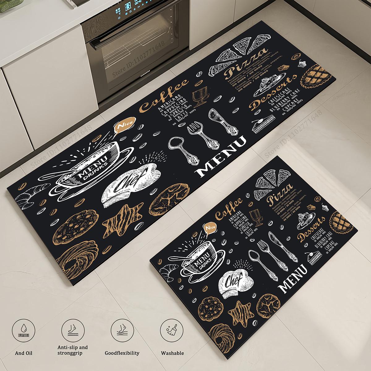 

Simple Letters Pattern Non-Slip Entrance Rug Absorbent Kitchen Doormat Carpet for Living Room/Bedroom Restaurant Washable Mats 40cmx60cm 1pc