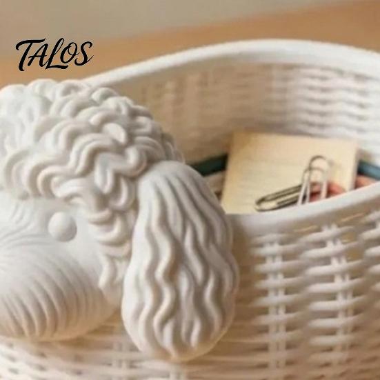 Stylish Storage Solution Poodle Shaped Organizer, 3D Print Decorative Ornament, Plastic Novelty Desk Decoration White Container for Small Objects And